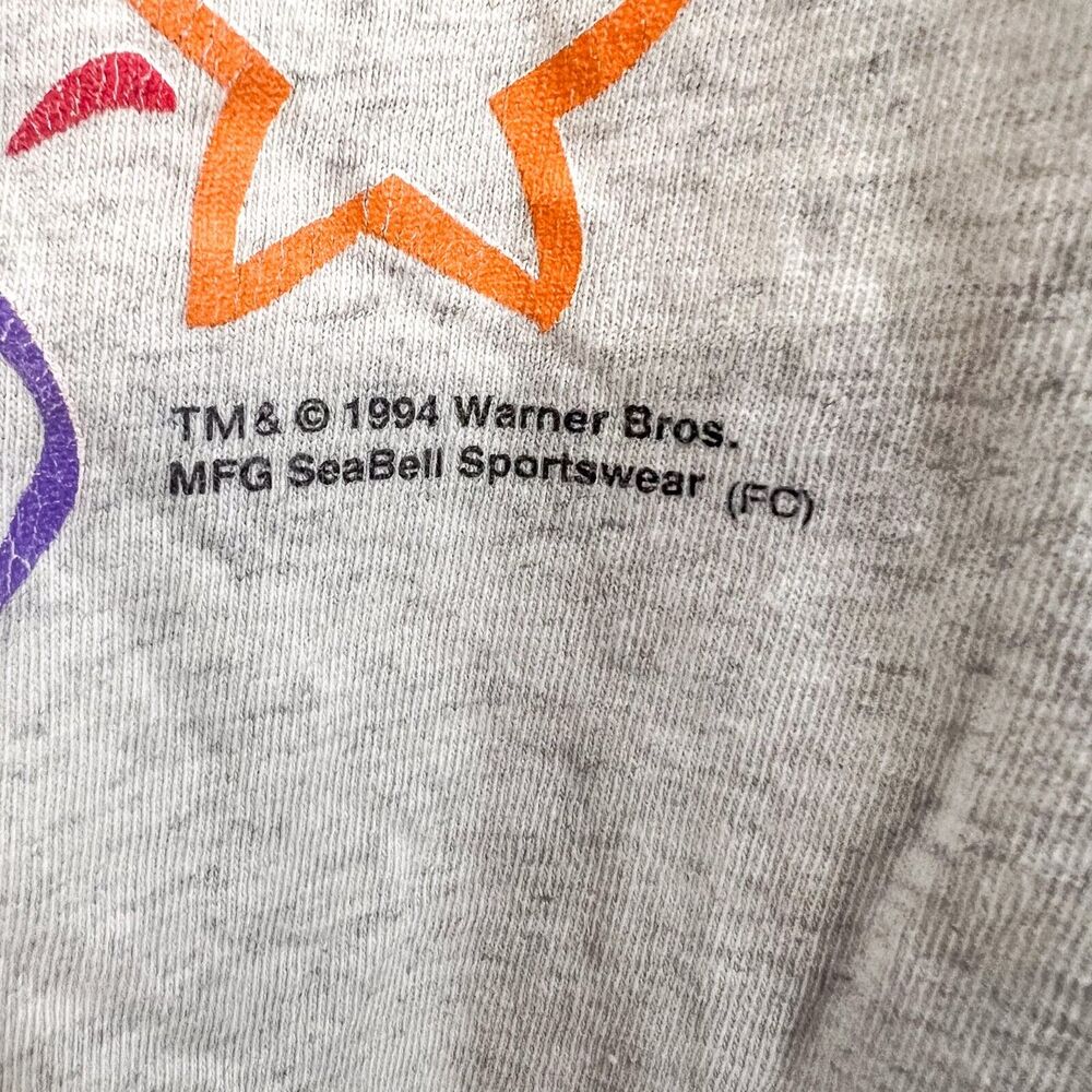 Vintage Looney Tunes T-Shirt Sz M 1994 Bugs Bunny Tweety Sylvester Taz 90s Gray - Picture 5 of 7